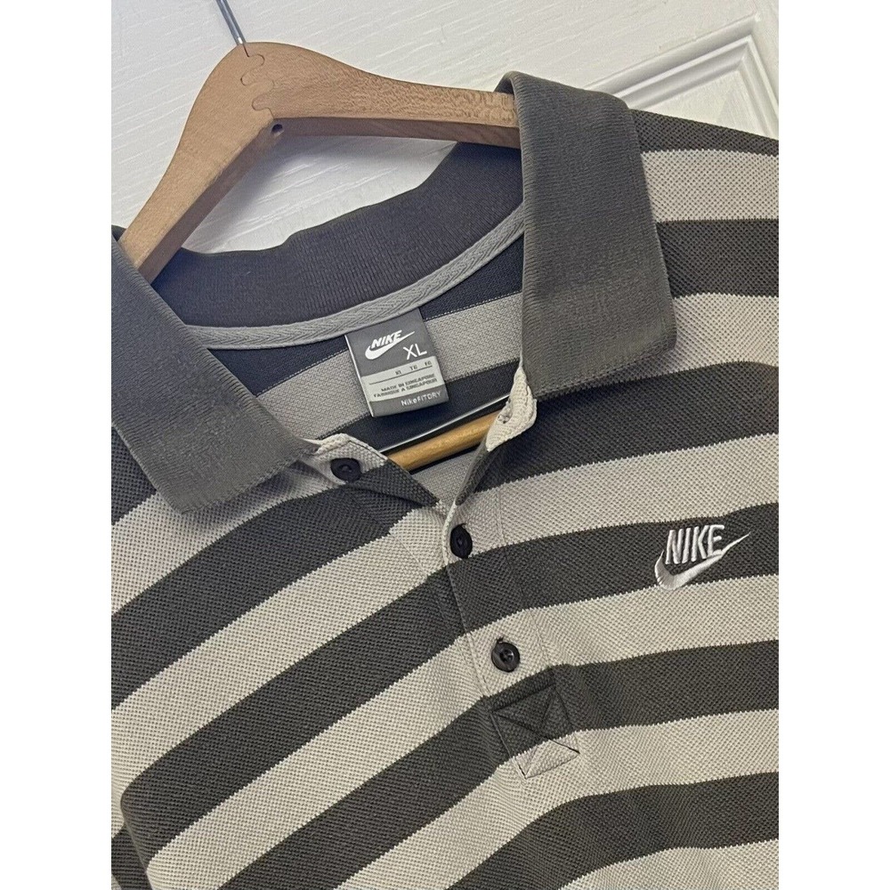 Mike Men’s FitDry Polo Beige And Brown Striped Size XL